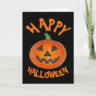 Tarjeta Feliz Naranja de Halloween Calabaza Jack o' Lanter