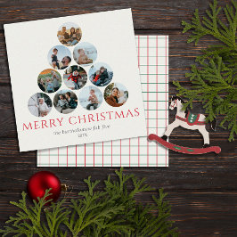 Tarjeta Feliz Navidad 10 Photo Square Red Green Card