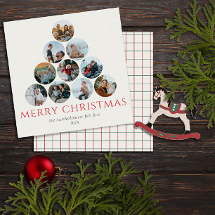 Tarjeta Feliz Navidad 10 Photo Square Red Green Card