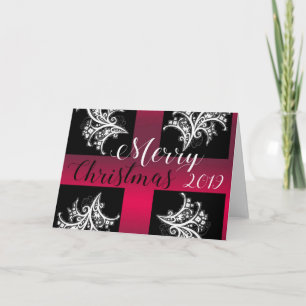 Tarjeta Feliz Navidad 2019 en negro, rojo y blanco