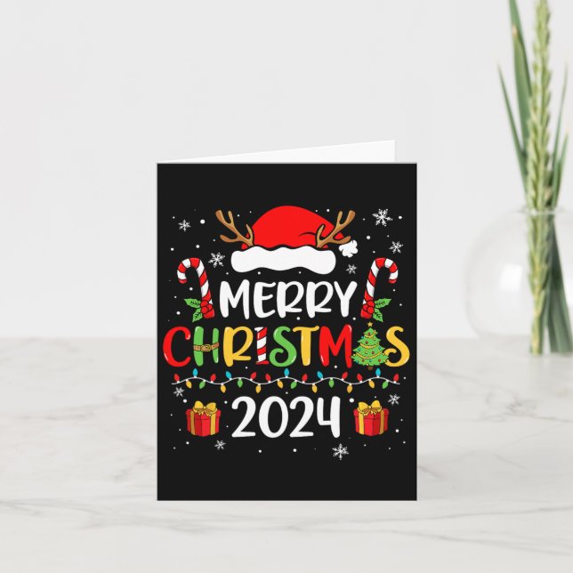 Tarjeta Feliz Navidad 2024 Santa Hat Familia Paj (Anverso)