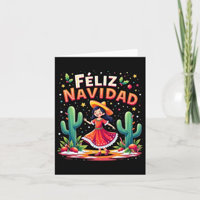 Tarjeta Feliz Navidad 2025 Navidades españoles mexicanos f (Anverso)