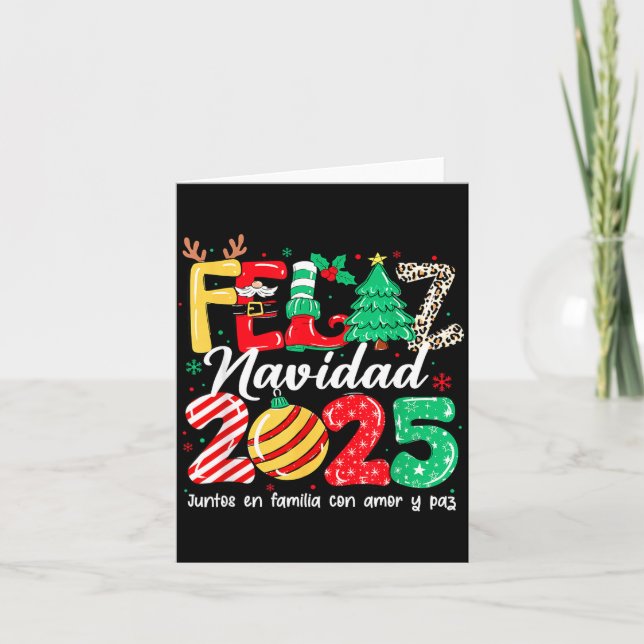 Tarjeta Feliz Navidad 2025 Spanish Christmas Mexican Famil (Anverso)