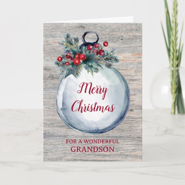 Tarjeta Feliz Navidad a la abuela Rushand Wood (Anverso)