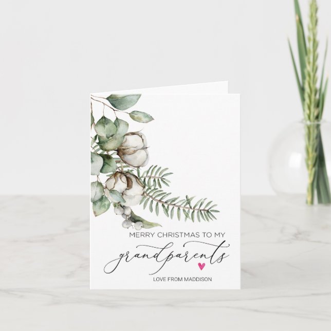 Tarjeta Feliz Navidad a los abuelos de la nieta (Anverso)