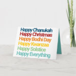 Tarjeta Feliz Navidad a los Navidades de Chanukah todo<br><div class="desc">Diga unas vacaciones felices y cuéntenlo todo a todos en esta tarjeta de vacaciones completa,  moderna y mínima con Chanukah,  Navidades,  Kwanzaa,  Solstice,  Bodhi Day y New Year. No dejes a nadie fuera este año y difunda alegría y amor a toda tu familia y amigos.</div>