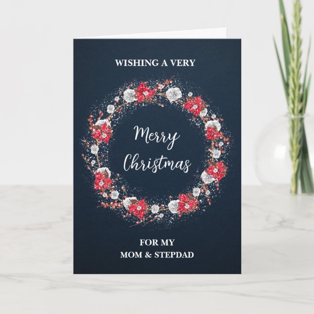 Tarjeta Feliz Navidad a mamá y Stepdad (Anverso)