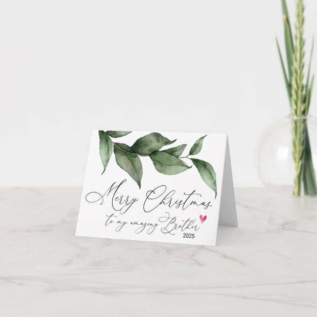 Tarjeta Feliz Navidad a mi hermano regalo de hermana (Anverso)