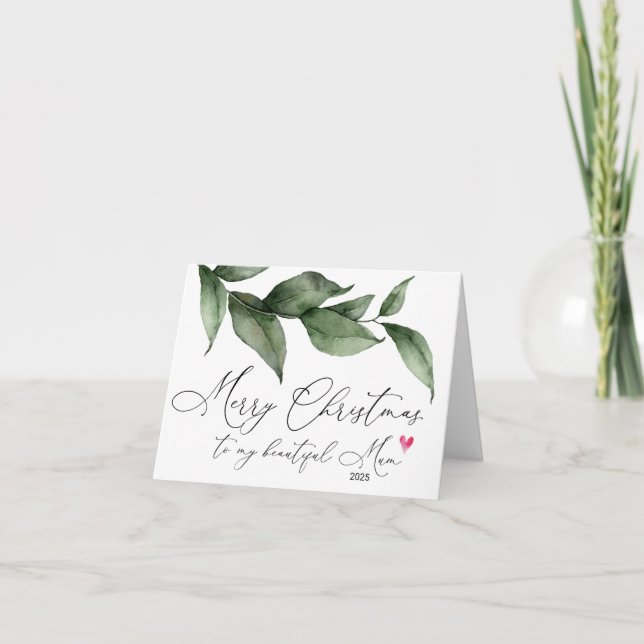 Tarjeta Feliz Navidad a mi madre Mamá desde su hija (Anverso)