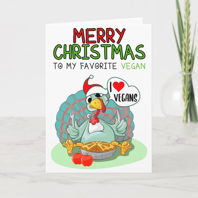 Tarjeta Feliz Navidad A Mi Vegan Favorito (Anverso)