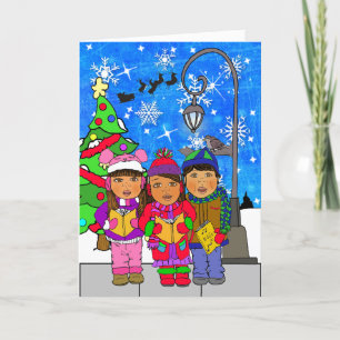 Tarjeta Feliz Navidad a niños hispanos en vacaciones