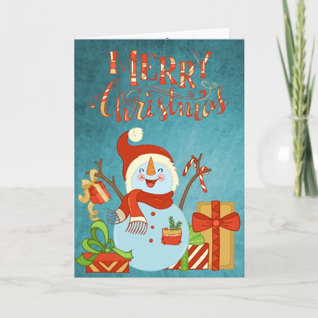 Tarjeta Feliz Navidad a Snowman (Anverso)