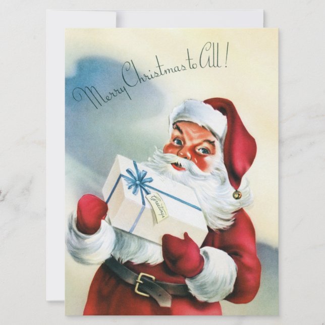 Tarjeta Feliz Navidad a Todos (Santa Claus Antiguo) (Anverso)
