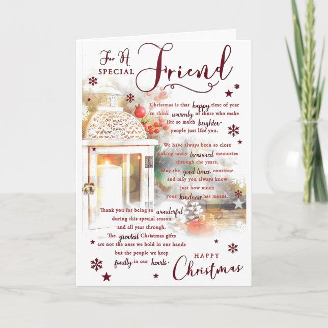 Tarjeta Feliz Navidad a un amigo muy especial Navidades (Anverso)