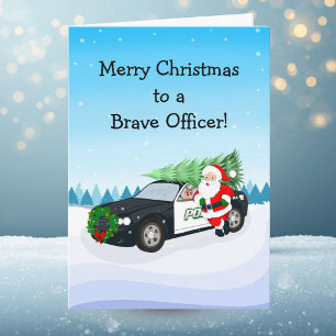 Tarjeta Feliz Navidad a un valiente oficial de policía San