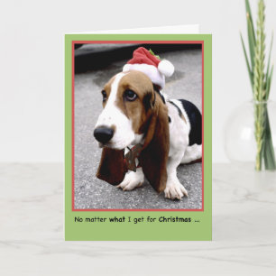 Tarjeta Feliz Navidad a uno querido con romance basset