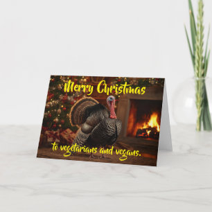 Tarjeta Feliz Navidad a vegetarianos y veganos.