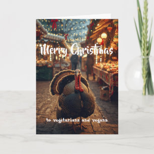 Tarjeta Feliz Navidad a vegetarianos y veganos.