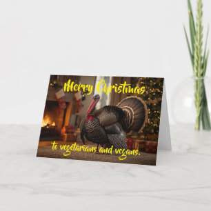 Tarjeta Feliz Navidad a vegetarianos y veganos.