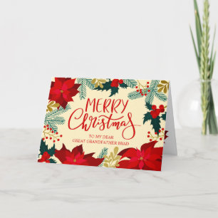 Tarjeta Feliz Navidad Abuelo Floral y Acebo