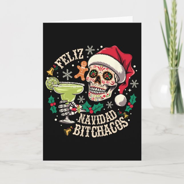 Tarjeta Feliz Navidad Achos Funny Skull Spanish Merry Chri (Anverso)