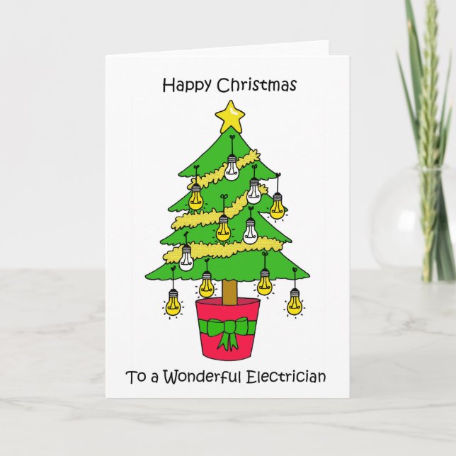 Tarjeta Feliz Navidad al electricista, árbol Personalizado (Anverso)