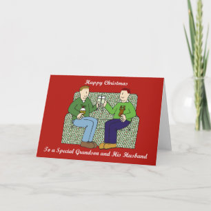 Tarjeta Feliz Navidad al nieto y a su esposo.