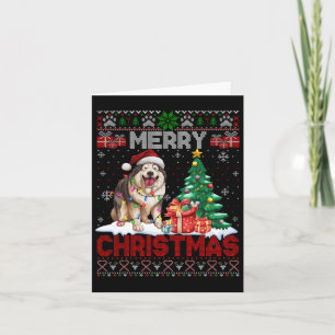 Tarjeta Feliz Navidad Alaskan Malamute Perro amante Feo Xm