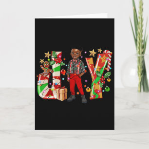Tarjeta Feliz Navidad Alegría Afro Niño Negro Africano Amé