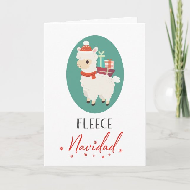 Tarjeta Feliz Navidad Alpaca Llama Chiste Divertido Navida (Anverso)