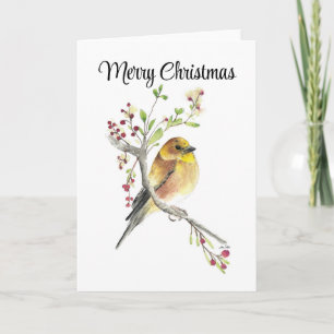 Tarjeta Feliz Navidad American Goldfinch Holiday Card
