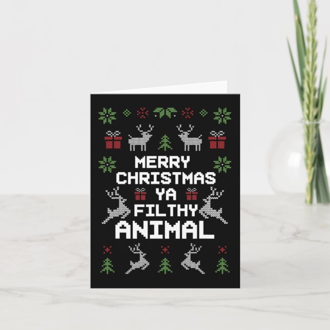 Tarjeta Feliz Navidad Animal Filthy Ya (Anverso)