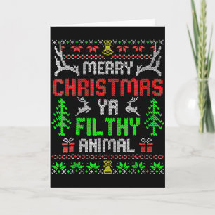 Tarjeta Feliz Navidad Animal Sucio Ya Xmas Familia Pijama