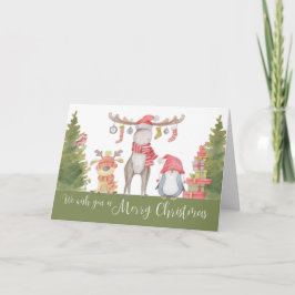 Tarjeta Feliz navidad animales del bosque