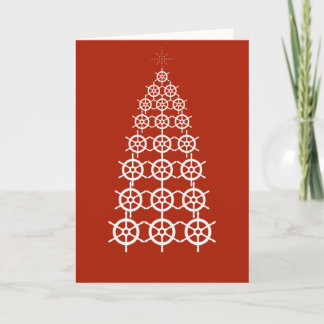 Tarjeta Feliz Navidad - Árbol de Navidad de Ancla (Rojo)