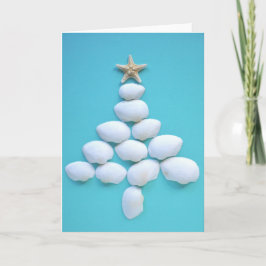 Tarjeta Feliz Navidad - Árbol de navidad de conchas marina
