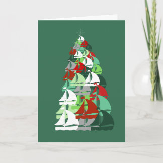 Tarjeta Feliz Navidad - Árbol navideño de velero