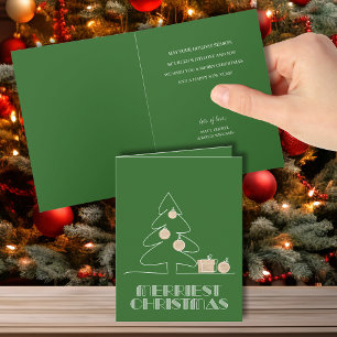 Tarjeta Feliz Navidad Árbol Verde