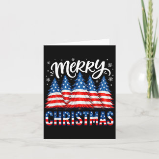 Tarjeta Feliz Navidad Árboles Bandera Americana Hombres In
