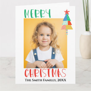 Tarjeta Feliz Navidad Árboles de Navidad de Patchwork Mode