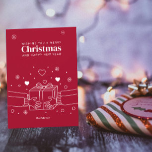 Tarjeta Feliz Navidad Arte de Línea de la Alegría de Dar