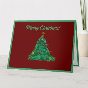 Tarjeta Feliz Navidad Arte Moderno Árbol pequeño