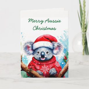 Tarjeta Feliz Navidad australiana koala