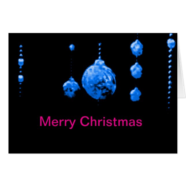 Tarjeta Feliz Navidad Bailando Bolas Azul MUSEO Za (Anverso (Horizontal))