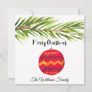 Tarjeta Feliz Navidad Bauble Rojo Navidad Retro de cosecha