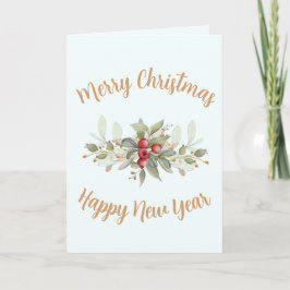 Tarjeta Feliz Navidad Bayas Doradas Escritura Personalizad