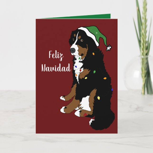 Tarjeta Feliz Navidad Berese Mountain Dog (Anverso)