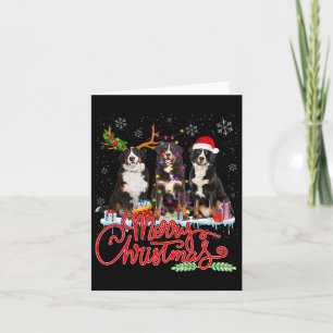 Tarjeta Feliz Navidad Bernese Montaña Santa Reindeer Li