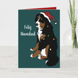 Tarjeta Feliz Navidad Bernese Mountain Dog Card