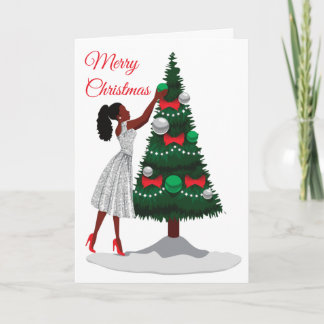 Tarjeta Feliz Navidad Black African American Women Card